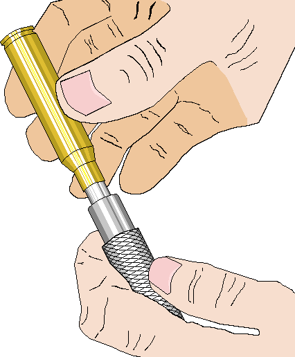 RCBS Berdan primer removing tool, preparation for use